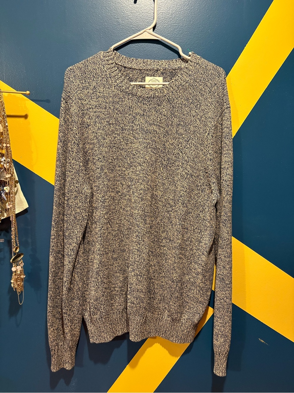 St. John's Bay Heathered Navy Midweight Knit Crewneck Sweater